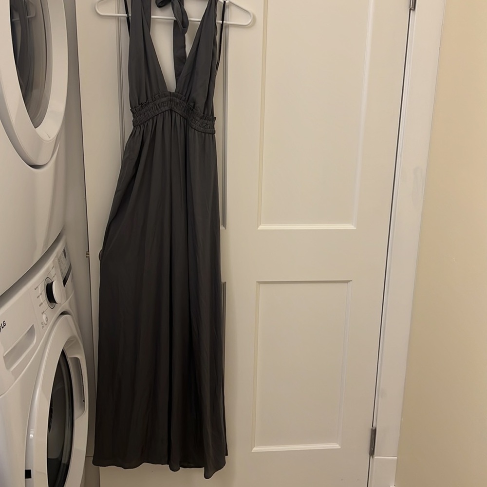 Lulus army green halter maxi dress